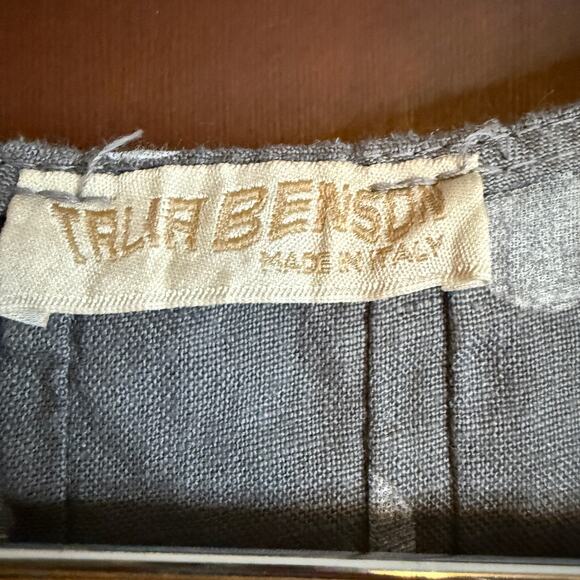 TALIA BENSON | Gray Polka Dot Linen Asymmetrical Lace up Neckline Tank | Medium - Picture 7 of 9